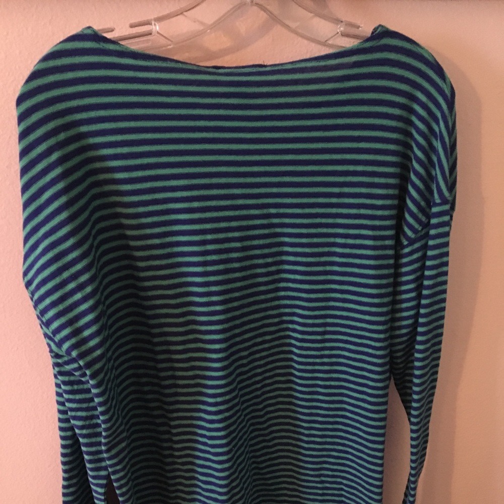 J. Crew striped Blue & Turq Long Sleeve Tee sz M - Picture 3 of 3